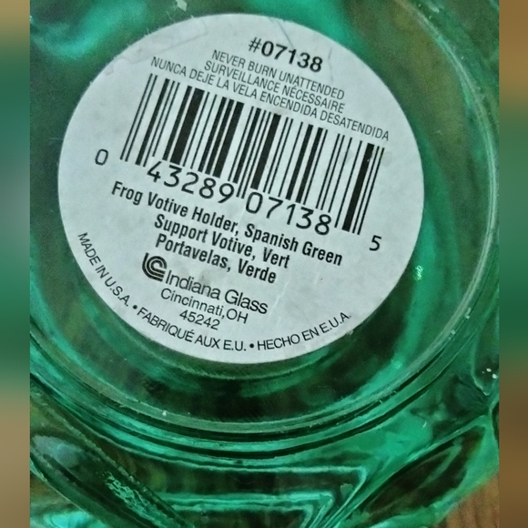 Indiana Glass Green Frog Candle Holder - Picture 7 of 9